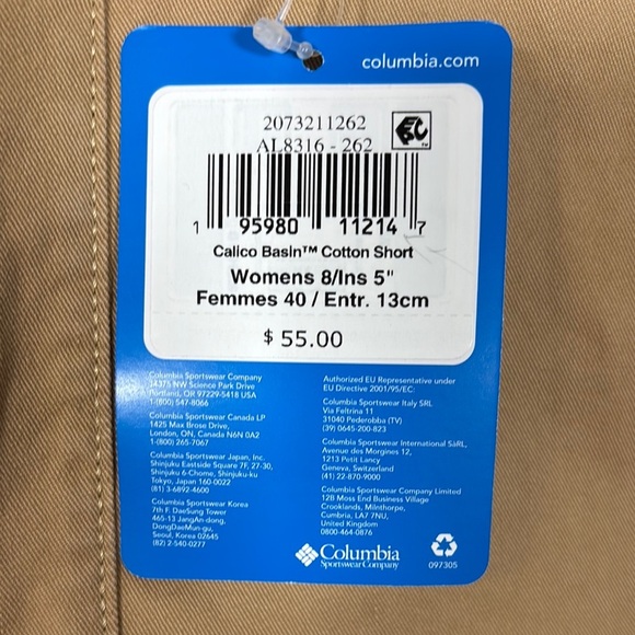 Columbia Women Regular Fit Shorts 8 Tan Khaki Chino NWT Outdoor Hiking Summer - Picture 3 of 7